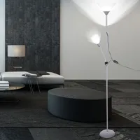 BRILLIANT Deckenfluter Spari mit Lesearm | funktionelle Standleuchte | silber/weiß | 1x E27 max. 60 W & 1x E14 max. 25 W |  IP20