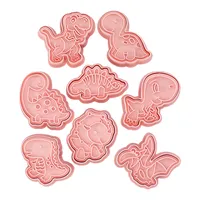 8 PCS Dinosaurier Ausstecher Kunststoff Stempel Ausstechformen Formen für Kinder Keksausstecher Kinder Dinosaurier Backset zum Selberbacken