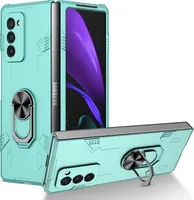 Galaxy Z Fold2 Pouzdro, robustní tvrdý PC, nárazuvzdorné Pouzdro s držákem prstenu a stojánkem pro Samsung Galaxy Z Fold 2 5G modré