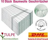 Grau Geschirrtücher Baumwolle 10er Set , 50x70 cm , grau/weiß kariert , anthrazit , Geschirrtuch , Trockentuch , Küchentücher