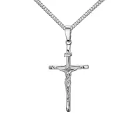 Halskette Kette Schwarz massive Ausführung Silber mit Kreuz 