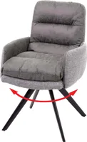Esszimmerstuhl HWC-G66, Küchenstuhl Stuhl, drehbar Auto-Position Stoff/Textil MVG  hellgrau-grau, mit Armlehne