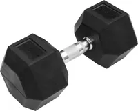 Sporttrend 24® Hexagon Hantel 1-50KG, Einzeln, verchromter Griff | sechseckige Kurzhantel, rutschfeste Kompakthantel, gummierte Hex Hanteln (1x22,5KG)