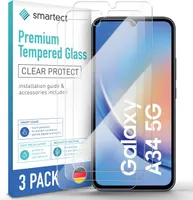 smartect Schutzglas Klar für Samsung Galaxy A34 5G, 3 Stück