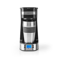 Nedis Kaffeemaschine | max. Kapazität: 0.4 l | Anzahl Tassen auf einmal: 1 | Warmhalten | Timer einschalten | Schwarz / Silber NE550718476