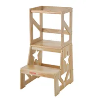 VEVOR Tritthocker Kinder 68 kg Gewichtskapazität Trittschemel 864 × 389 x 486 mm Hocker Kiefernholz Badhocker 465 mm Plattformhöhe Lernturm Kinderschemel Trittschemel Kinderhocker Holzfarbe