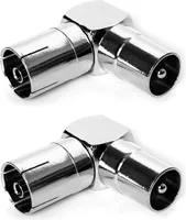 2x Koaxial Winkeladapter 90° IEC Stecker/Buchse Metall Kupplung Antennenkabel TV