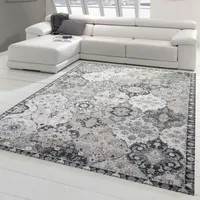 Teppich Orient Teppich Outdoor Wohnzimmerteppich Ornamente in grau Größe - 60 x 110 cm