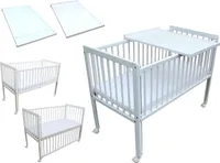 Kinderbett / Beistellbett / Babybett 2in1 120x60cm mit Matratze und Wickelbrett weiß