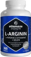 L-Arginin 750 mg hochd.+Piperin+Vitamine Kapseln 360 St