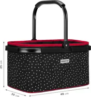 Einkaufskorb mit Klapphenkel Punkte schwarz weiß rot 48 x 30 x 25 cm - SNÖVIT