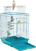 Yaheetech Vogelkäfig mit Vogelspielzeug & aufklappbarem Dach, Voliere für Wellensittiche/Nymphensittiche/Finken/Papageien, 40 x 40 x 58 cm, Blau