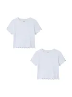 NAME IT Shirt 2er-Set Längsstreifenmuster Rundhals Kurzarm Größe: 134-140