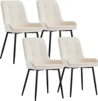 CLIPOP Esszimmerstühle 4er Set, Wohnzimmerstuhl mit Rückenlehne, Samt, Beige