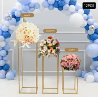 12 Stück Blumenständer, Metall Goldene Rechteckige Vasen, Säule Rechteckig Geometrisch Flower Rack