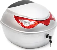 Wiltec Top Case 380x400x300 mm, 22 L, silberfarben, für Roller, Motorrad oder Quad, Helmkoffer, Rollerkoffer, Motorradkoffer abschließbar