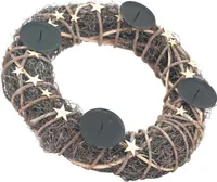 Adventskranz aus Naturgeflecht 40 cm Ø mit Kerzenhalter