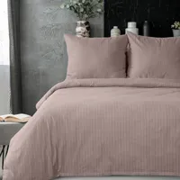 Pościel flanelowa z nadrukiem w prażki ESPRIT 200X220 70X80X2 różowa