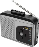 ezcap234 Přenosný kazetový magnetofon, AM/FM rádio, podporuje kazety/AM-FM rádio/mikrofonní vstup, černý, šedý