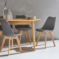 sweeek - Skandinavischer Stuhl mit Holzbeinen (Satz von 4) - Grau