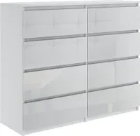 Kommode mit 8 Schubladen 120cm Sideboard Wohnzimmer Schlafzimmer Möbel Highboard Mehrzweckschrank Schrank | Hochglanz Weiß