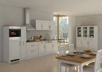 Küchenblock Rom 330 cm mit Apothekerschrank im Landhaus Stil weiß matt ohne Elektrogeräte