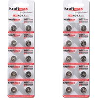 Kraftmax 20er Pack Knopfzelle Typ 357 ( AG13 / LR1154 / LR44 ) Hochleistungs- Batterie / 1,5V  Uhrenbatterie für professionelle Anwendungen - Neuste Generation