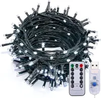 LED Lichterkette 10m Weiß USB 8 Lichtmodi Wasserdichte Weihnachtsbeleuchtung Garten Party Deko mit Fernbedienung