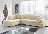 Max Winzer Prag Ecksofa links mit Sofa 2,5-Sitzer rechts - Farbe: creme - Maße: 272 cm x 189 cm x 76 cm; 25581-264-1643715-MET