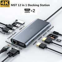 Docking Station,USB C Hub,Triple Display 12 in 1 USB C Adapter mit 2 HDMI,1*VGA,Typ C, PD,4 USB Ports,VGA,Gigablit Ethernet,SD/TF/audio Kartenleser Kompatibel MacBook und Mehr Typ C Geräte