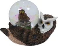 Glitzerkugel Eule, Greifvögel Eule Vogel Schneekugel Tier Tiere Schneekugeln