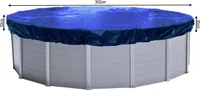 Abdeckplane Pool Rund Planenmaß Ø 420 cm passend für Poolgröße Ø 320 - 366 cm Winterabdeckplane Poolabdeckung 200g/m² Blau