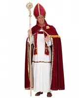 5-tlg. Weihnachtsmann Kostüm mit Bischofsmütze - Nikolaus Kostüm Größe: L/XL