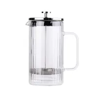1L Kaffeebereiter Kaffeedrücker Teebereiter Stempelkanne Teezubereiter manuell Glas Teebereiter Kaffeebrüher Kaffeepresse Stempelkanne Edelstahl 1l