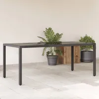 Zahradní stůl se skleněnou deskou černý 190x90x75 cm Poly ratan