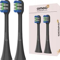 OMEO | Aufsteckbürsten Set +365 - Schwarz - 2x Ersatzbürsten + UV Sanitizer - Kompatibel mit omeo +365