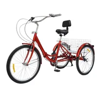 MINUS ONE Dreirad Für Erwachsene Erwachsenen Dreirad Fahrrad Mit 3 Rädern  Seniorenrad Lastenfahrrad 24 6-Gang-Schaltung Shimano mit Licht (Schwarz