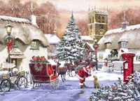 Bluebird Puzzle Village and Santa - 1500 Teile