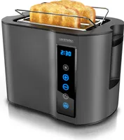 Arendo Toaster Kurzschlitz, Brötchenaufsatz, Wärmeisoliertes Gehäuse, Display, Touch