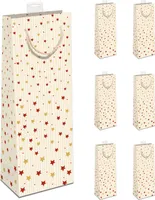 GREENLINE Geschenktaschen für Flaschen 6 Stück Weihnachten Flaschentüten edle Zuckerrohrpapier Geschenktüten 100% Baumfrei für Wein Sekt Champagner Beutel mit Baumwollkordel & Namenskarte (Sterne)
