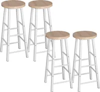 WOLTU Barhocker 4er Set Bistrohocker, Gestell aus stabilem Stahl, Sitzfläche aus MDF, Hell Eiche