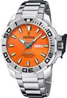 Festina Herrenuhr Edelstahl-Armband Quarz Orange Silberton F20665/5