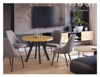 Furneo | Rundtisch MAYA - 100/200 cm - Eiche Lancelot - Ausziehbar - Stilvolles Design - Holzbeine