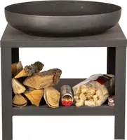 Esschert Design Feuerschale mit Holzfach 62 cm Schwarz