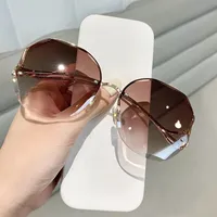 Sonnenbrille Damen, Leichte Mode Sonnenbrille für Frauen, Randlose Unregelmäßige Farbverlauf-Damensonnenbrille Mit Uv-Schutz, Brille Klassisch