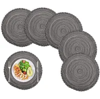 Baumwolle Platzsets Set von 6,Tischsets Rund Abwaschbar Verschleißfest Hitzebeständig,geflochtene Platzdeckchen,Ideal für Küche,Dekor
