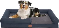 Orthopädisches Premium Hundebett mit Egg Foam, extra Halteschlaufe, Wasserdichter Innenbezug, Hundesofa, Hundekissen, flauschig, Bezug abnehmbar, waschbar, 106 x 81 x 17 cm, Dunkelgrau (XXL)