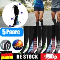 5 Paar Kompressionsstrümpfe Stützstrümpfe Laufsocken Kniestrümpfe Damen Herren Rosa L&XL