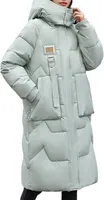 ASKSA Damen Langer Daunenjacke Winter Daunenmantel Warmer Parka Steppmantel Jacke mit Kapuze, Gruen, L