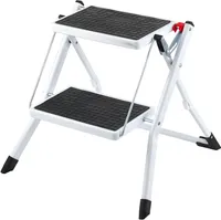 Haushaltsleiter 500x480x450mm Trittleiter faltbar aus Stahl Stehleiter 2 Stufe Stufenleiter 150kg Tragfähigkeit Klapptritt Doppelstufenleiter 445mm hoch Küchenleiter Rutschfest Tritthocker